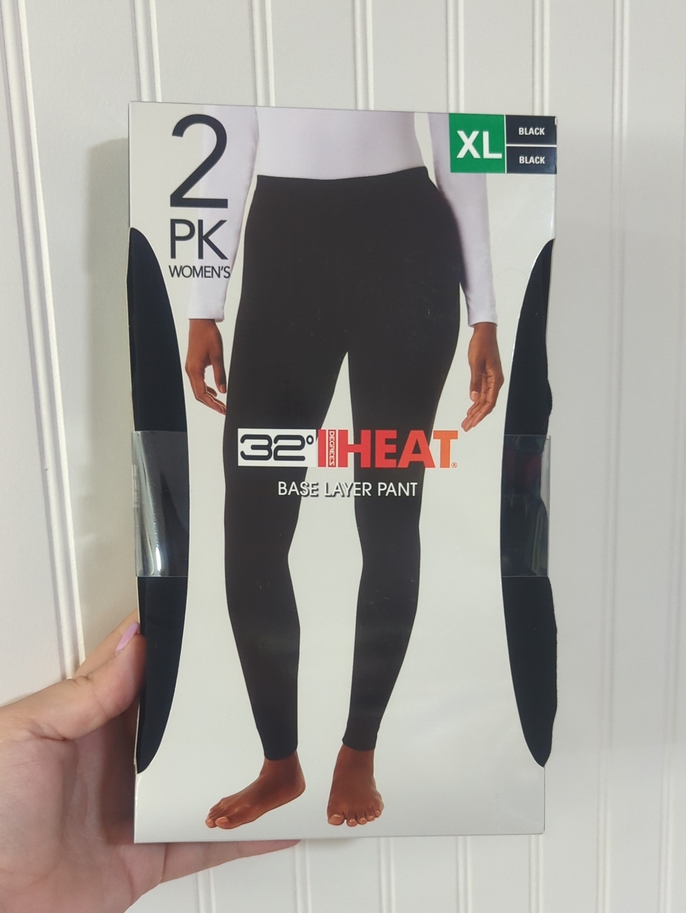 32 Degrees Women's Black Base Layer Leggings - 2 Pack